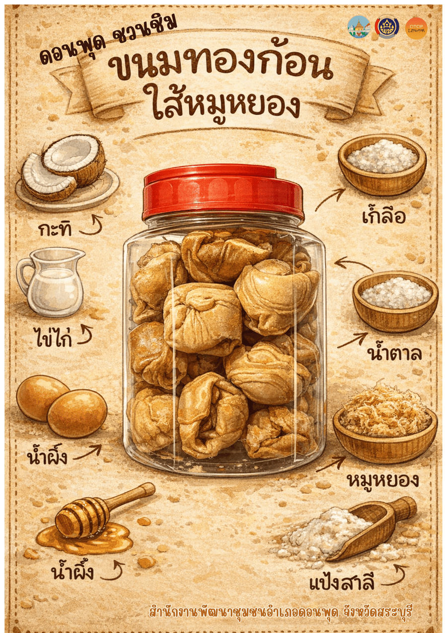 ดอนพุด ชวนชิม ขนมทองก้อนไส้หมูหยอง ของดีดอนพุด